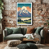 Grand Teton Vintage Travel Poster Wall Art