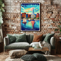 Baltimore Harbor Illustration Poster