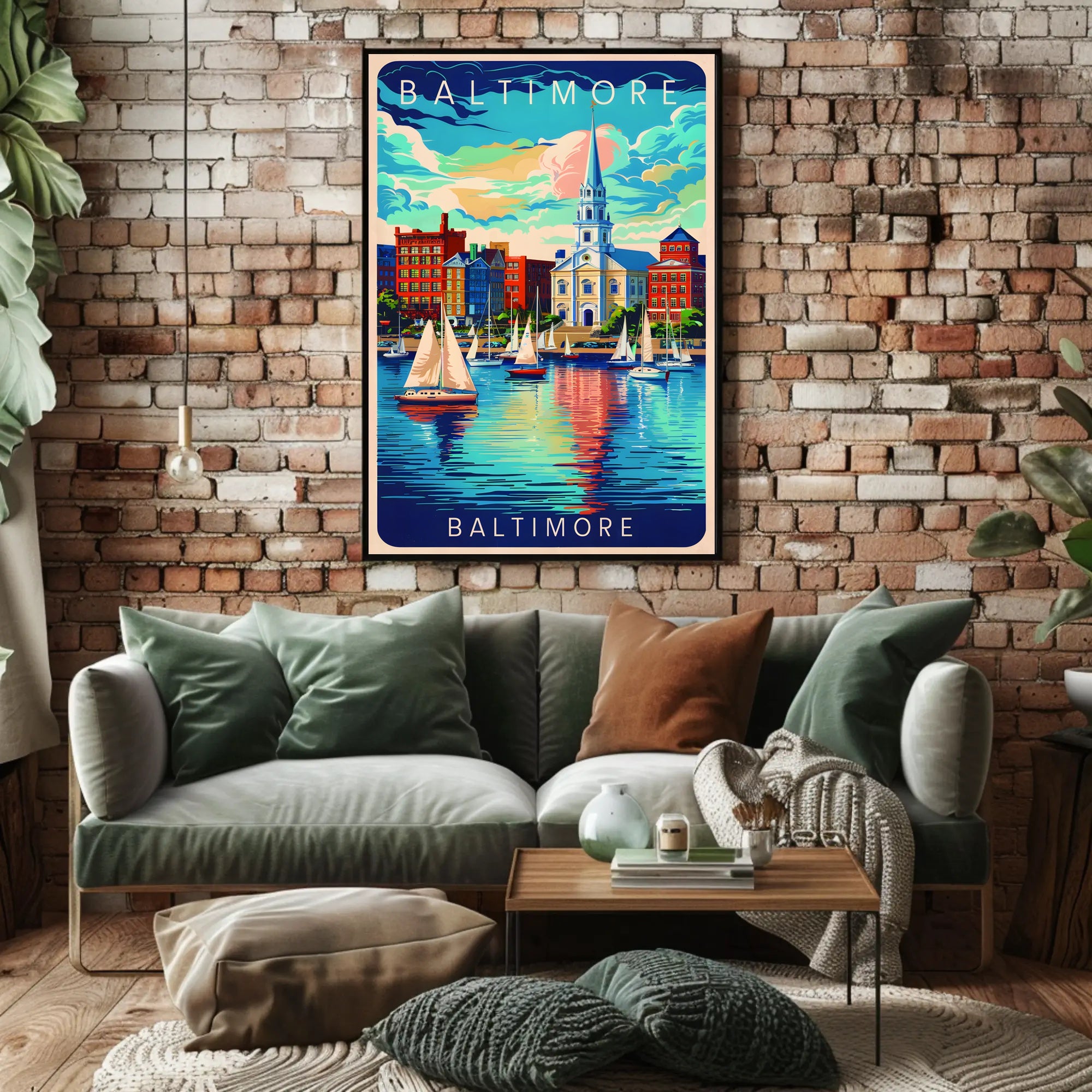 Baltimore Harbor Illustration Poster
