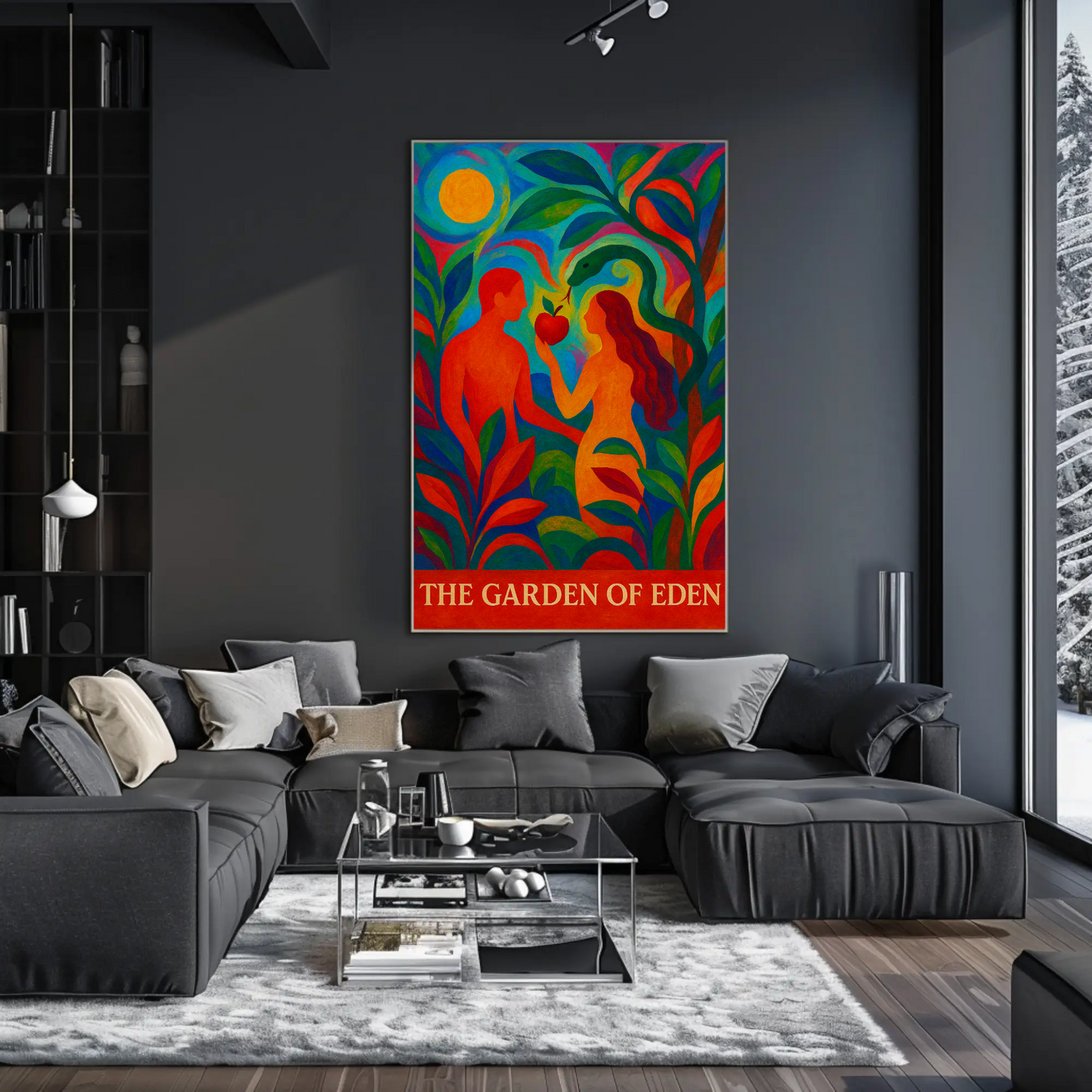 Garden Of Eden Abstract Adam Eve Colorful Poster