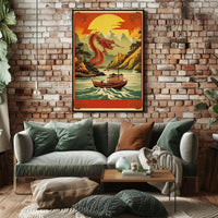 Dragon Soaring Over Serene River Poster