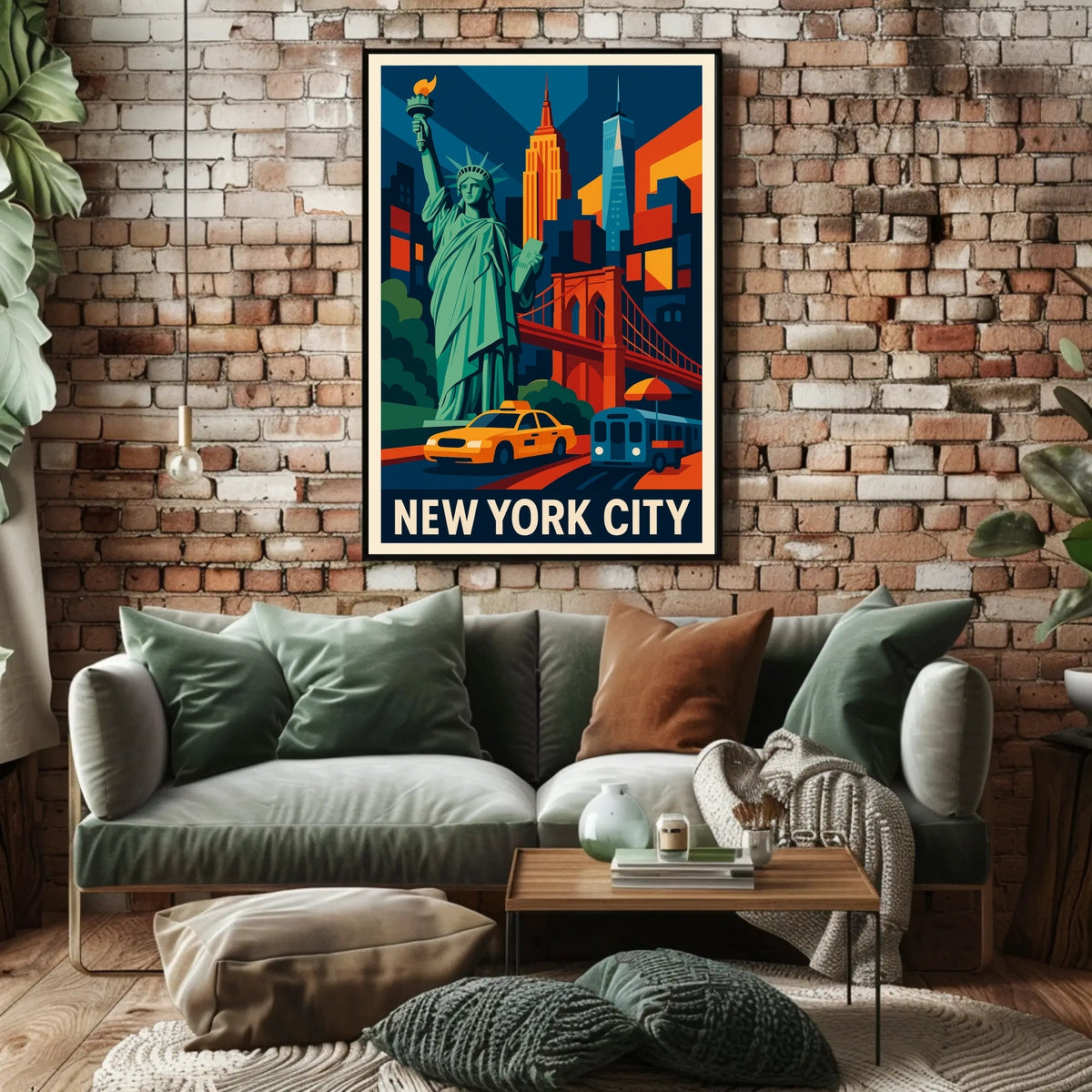 Iconic New York City Poster Vibrant Landmark Artwork Lovers