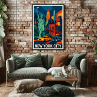 Iconic New York City Poster Vibrant Landmark Artwork Lovers