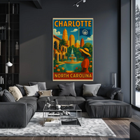 Charlotte Cityscape Elegance Art Deco Travel Poster PosterGoat