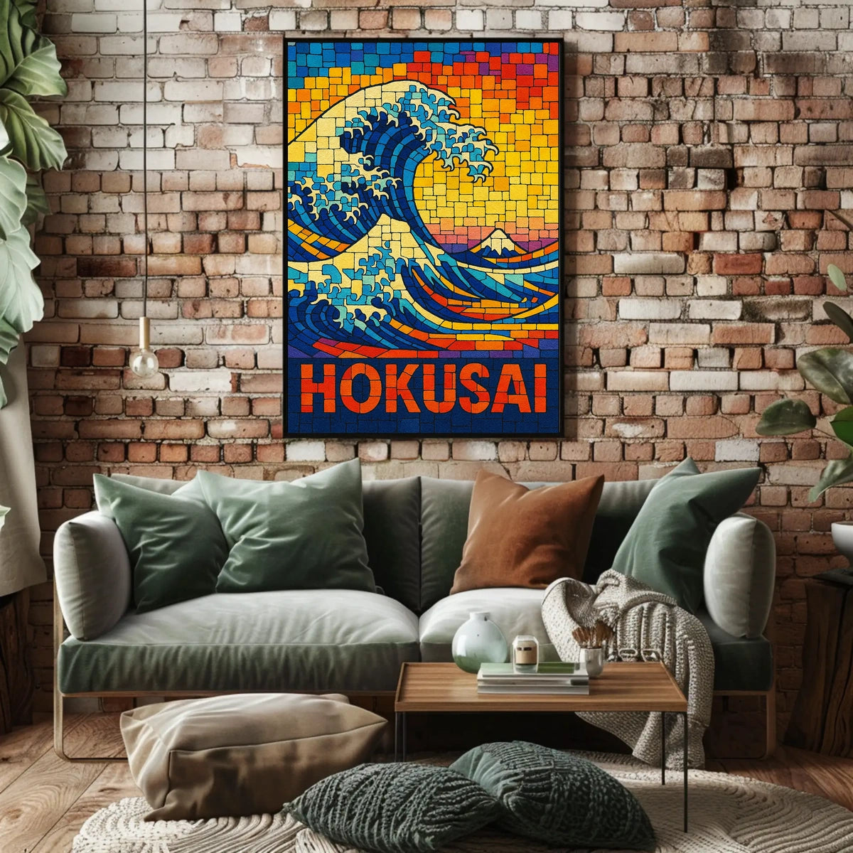 Hokusai Wave Mosaic Poster