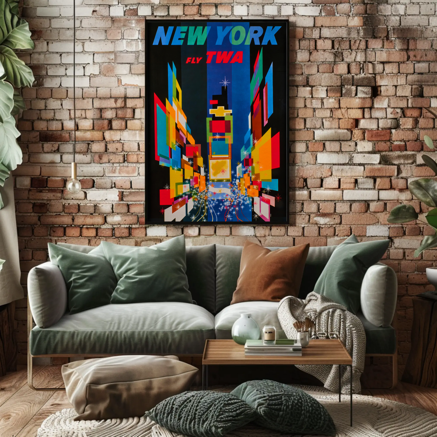 1960s New York Times Square TWA Vintage Style Travel Poster