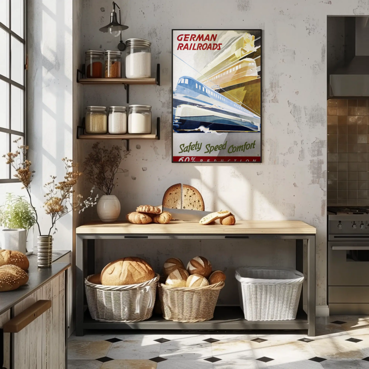 German Railroads Vintage Poster Speed Comfort