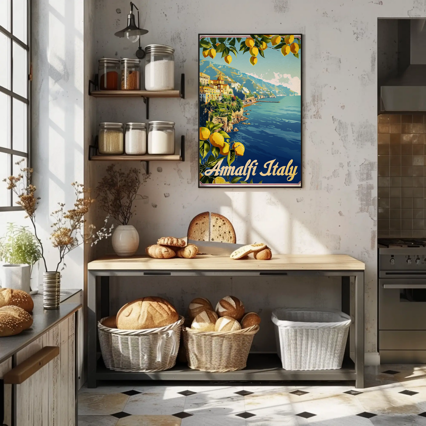 Amalfi Italy Bright Vintage Poster