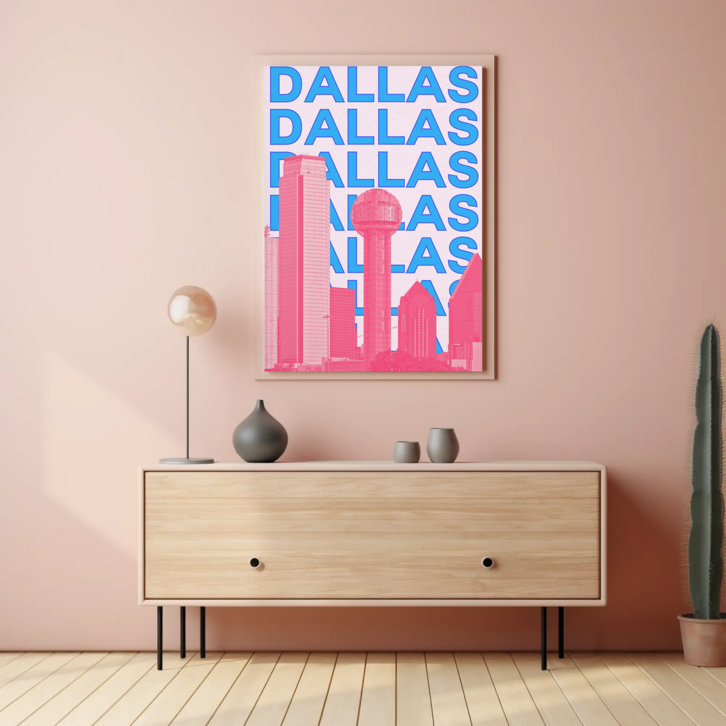 Dallas Texas Skyline Poster Retro Travel Poster