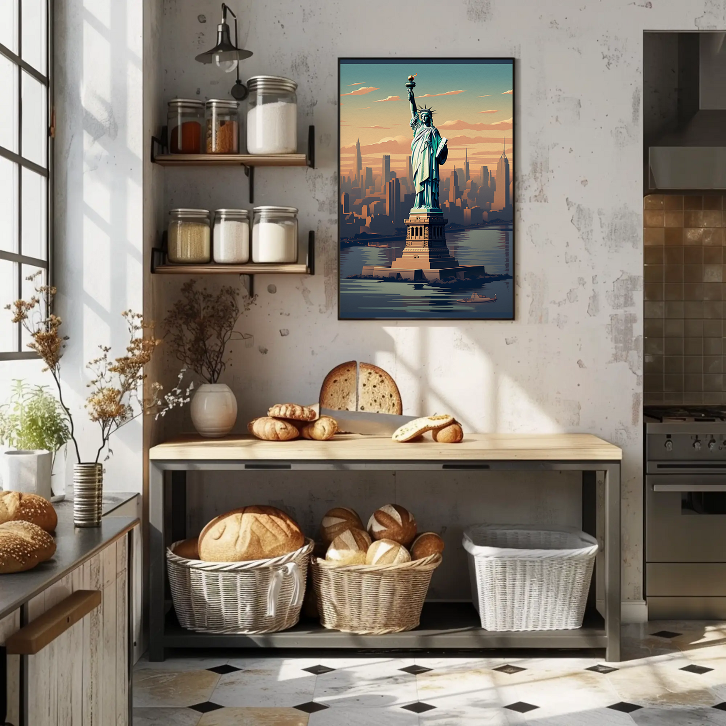 New York Liberty Vintage Travel Poster
