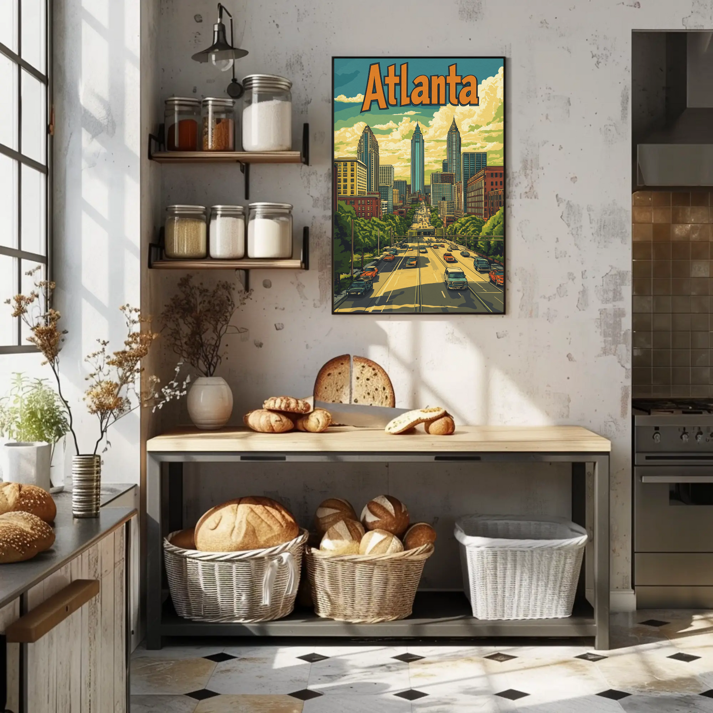 Atlanta Georgia Skyline Vintage Poster