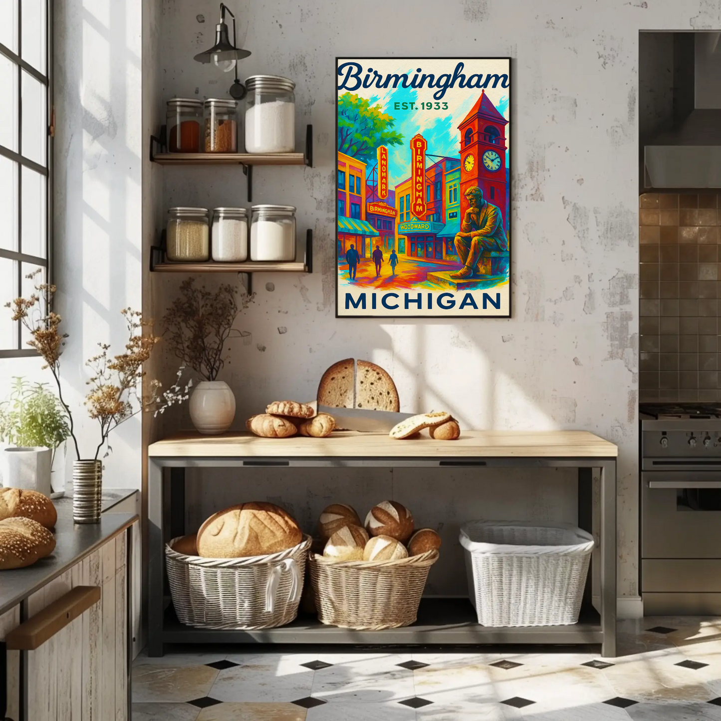 Birmingham Michigan Est. 1933 Wall Art Vintage Travel Poster