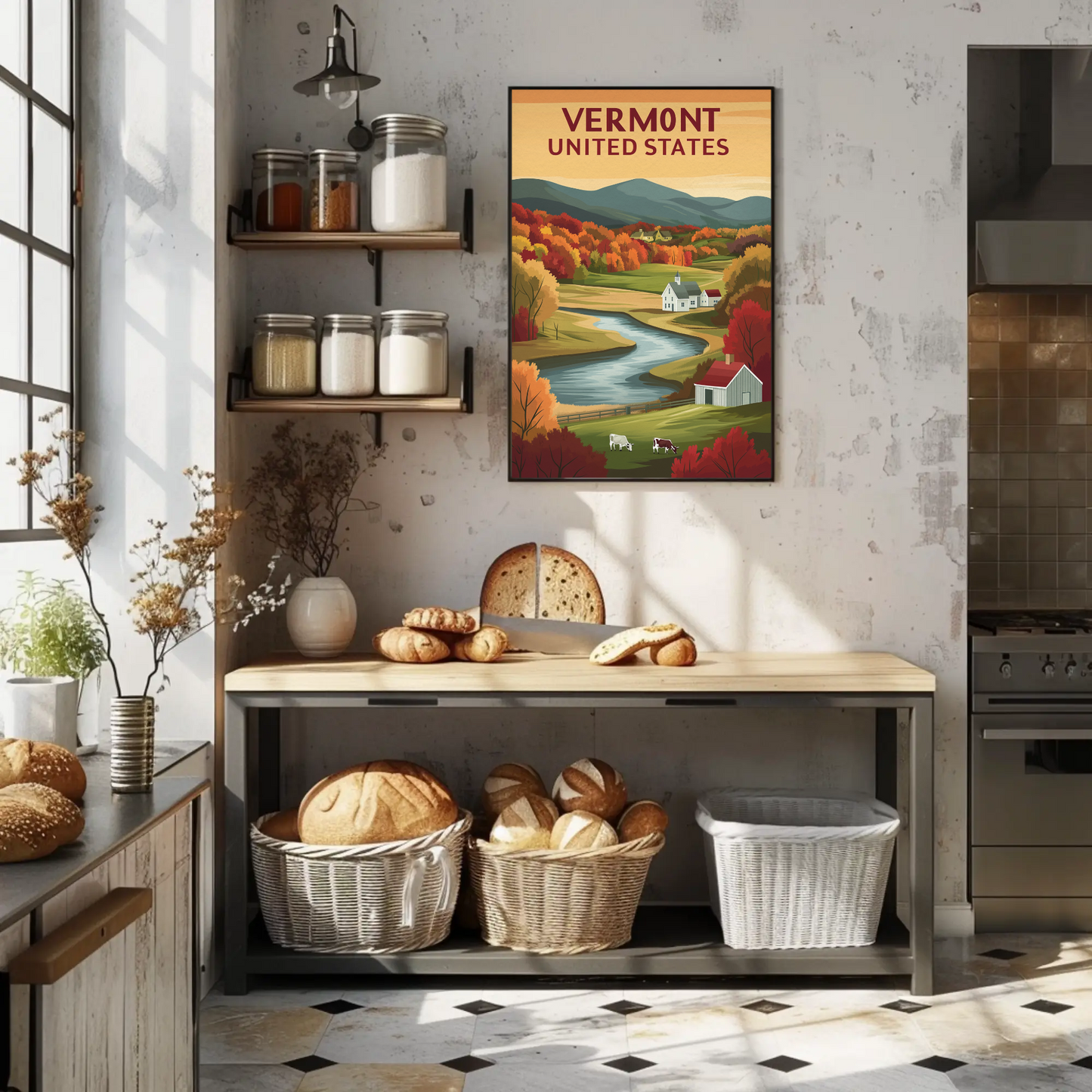 Vintage Travel Poster - Vermont Farm Valley