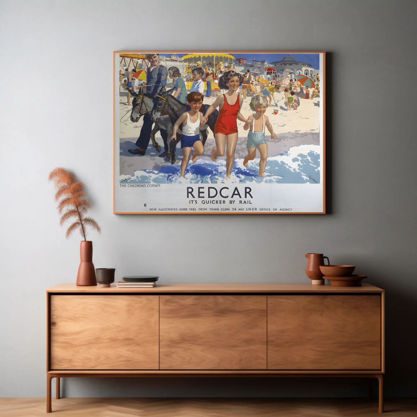 Redcar - It's Quicker by Rail Poster
