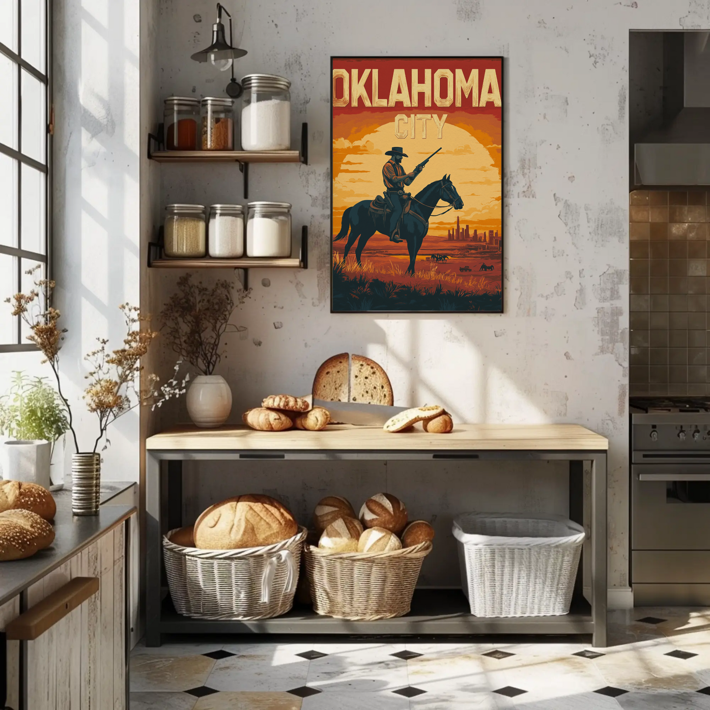 Oklahoma City Vintage Poster - Western Horizon