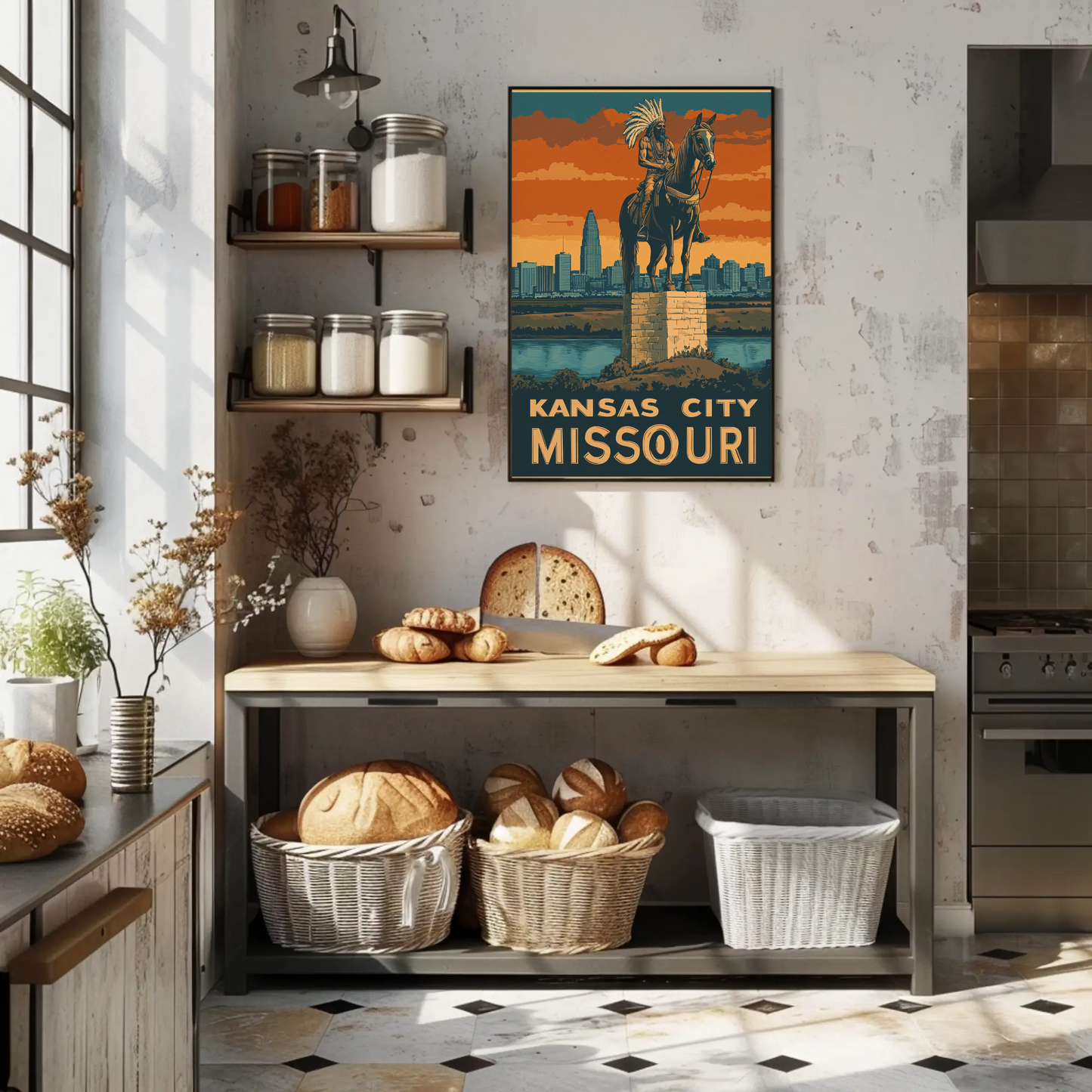 Kansas City Missouri Vintage Poster - Native Monument