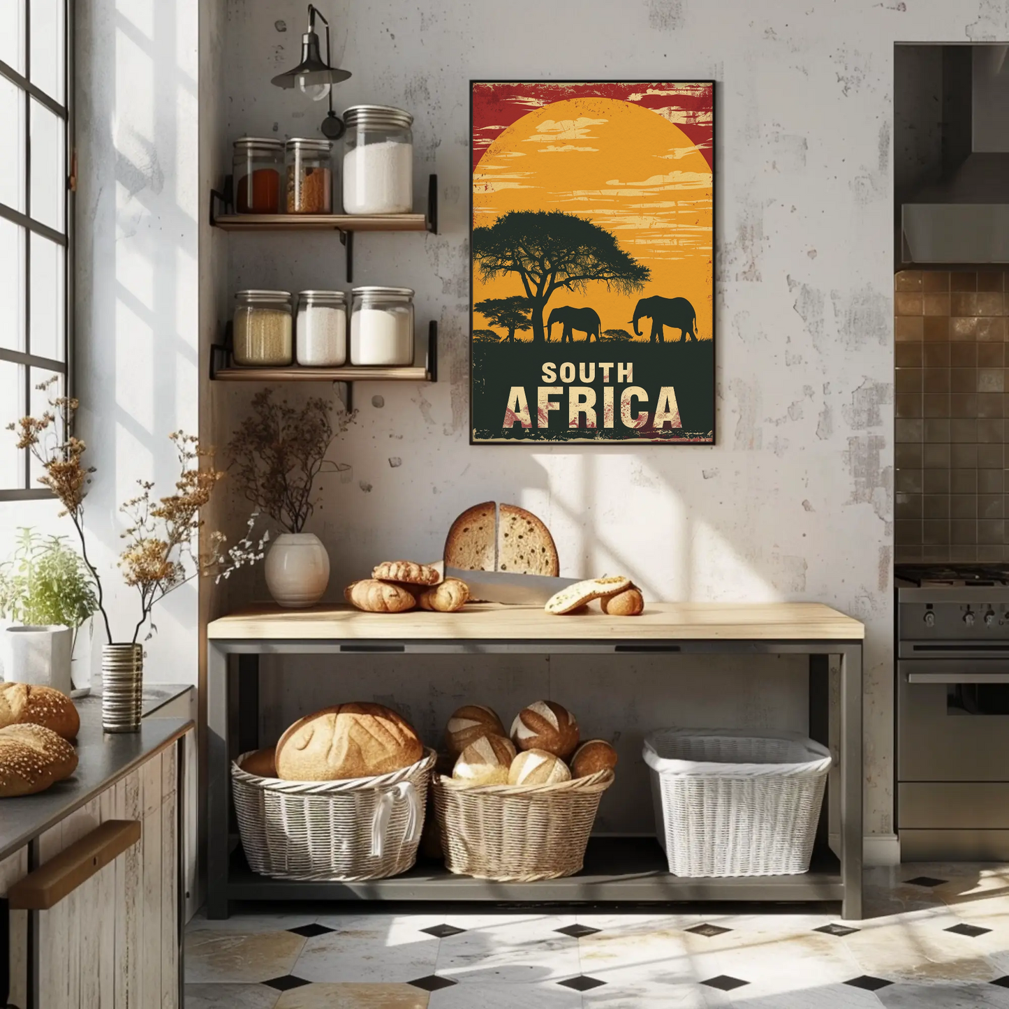 South Africa Sunset Vintage Poster