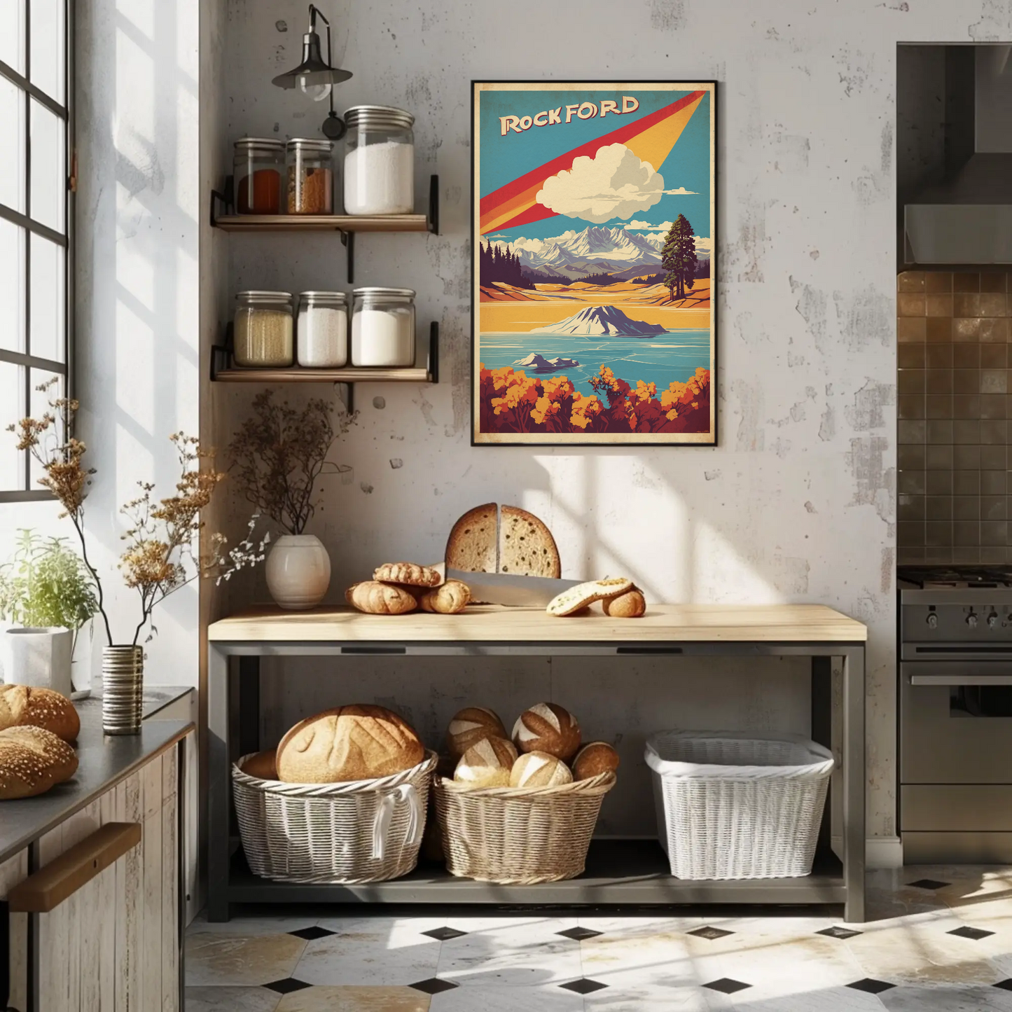 Rockford Illinois Vintage Travel Poster Artwork