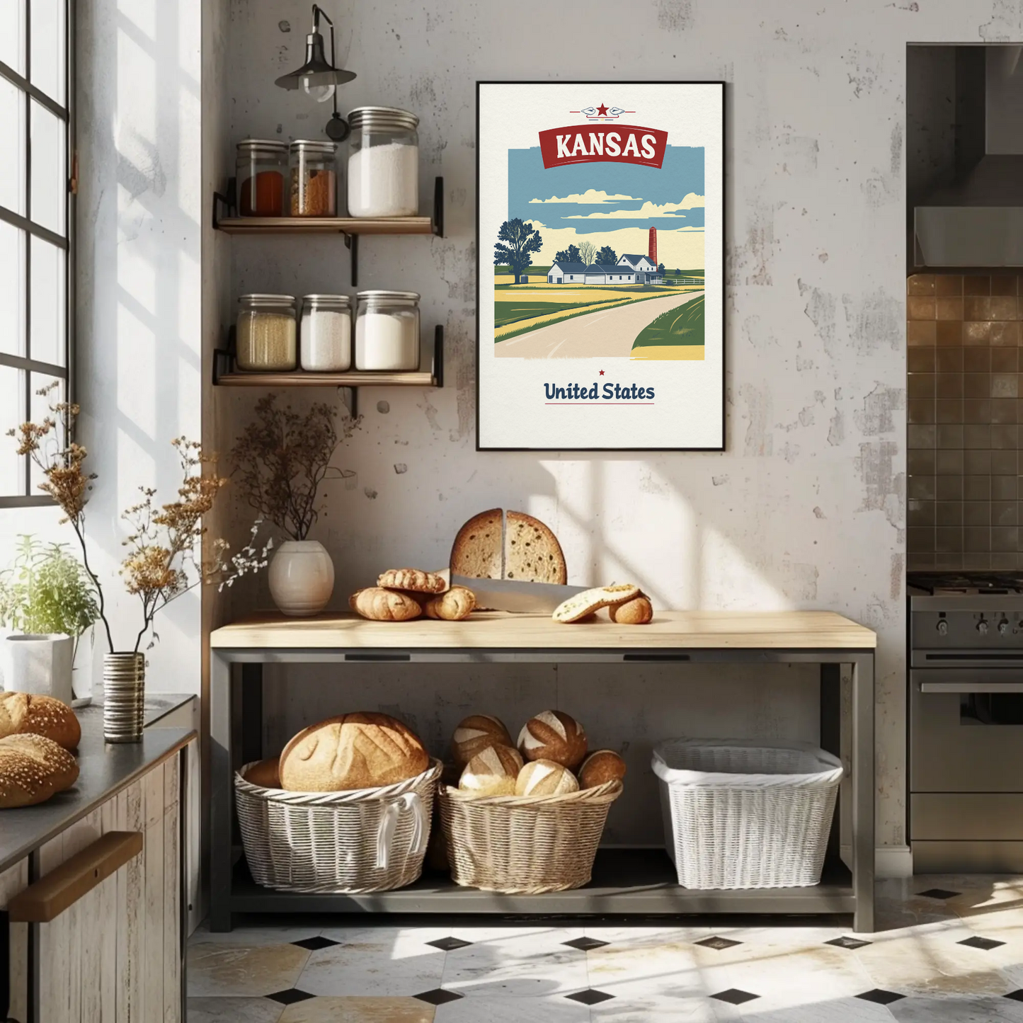 Kansas Country Road Vintage Poster