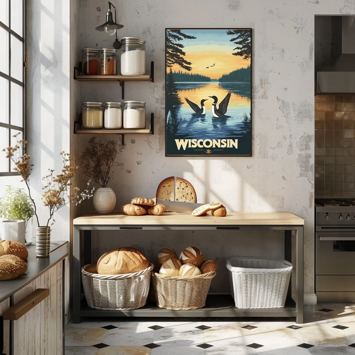 Wisconsin Lake Vintage Poster