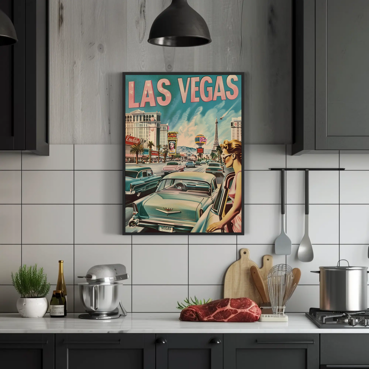 Las Vegas Retro Scene Poster