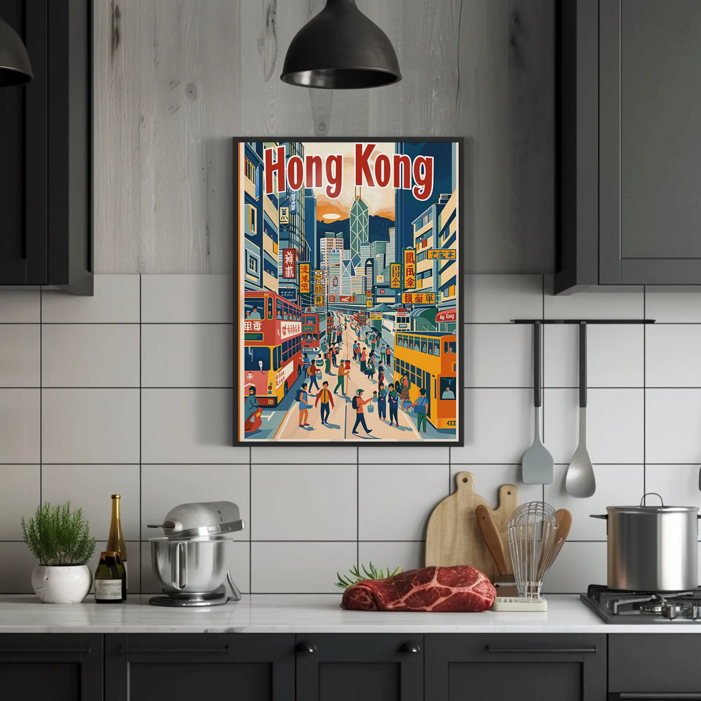 Hong Kong Busy Street Poster