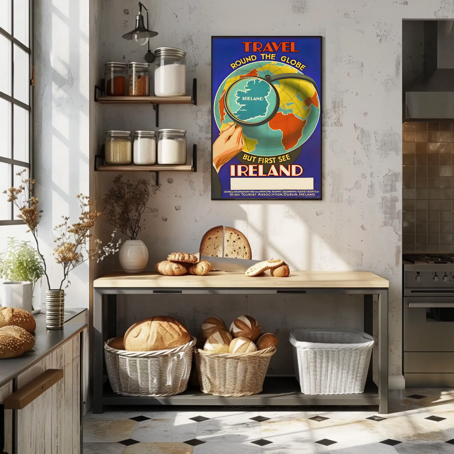 Vintage Poster - Travel Ireland Globe