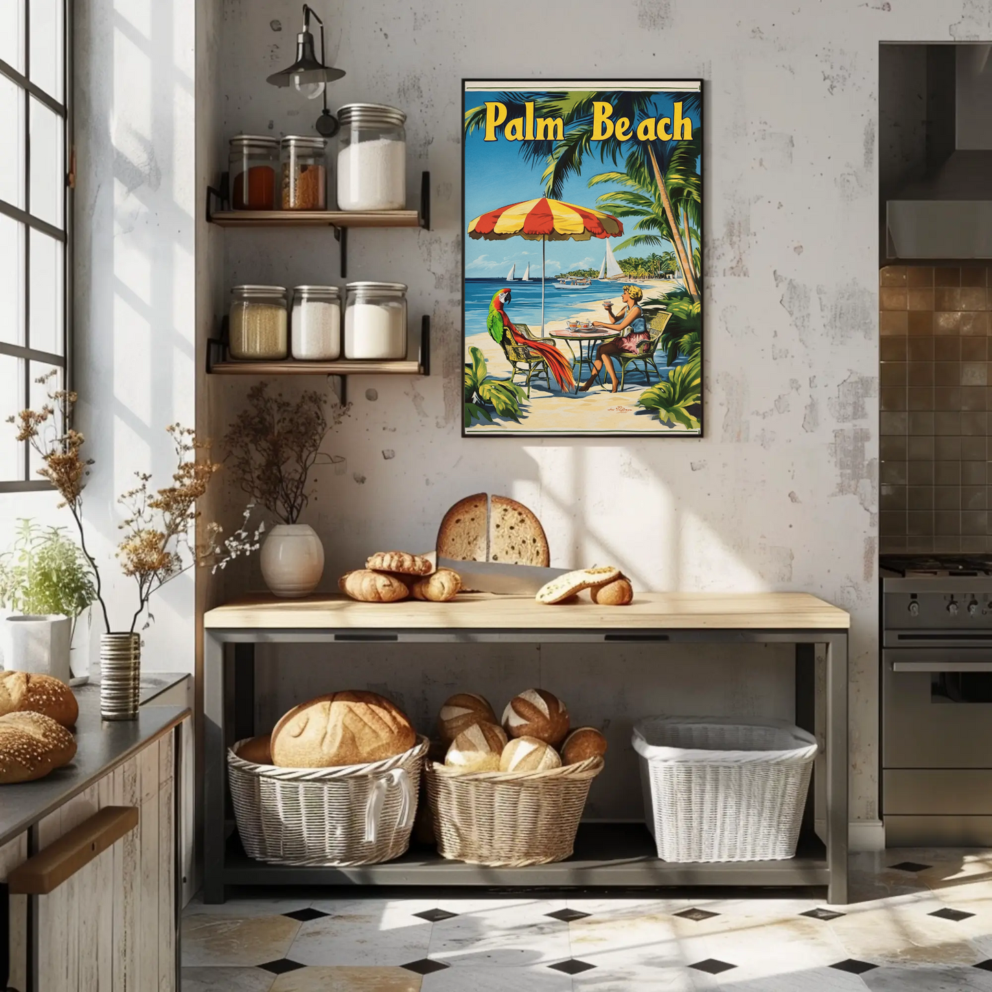 Palm Beach Vintage Poster Cafe Scene