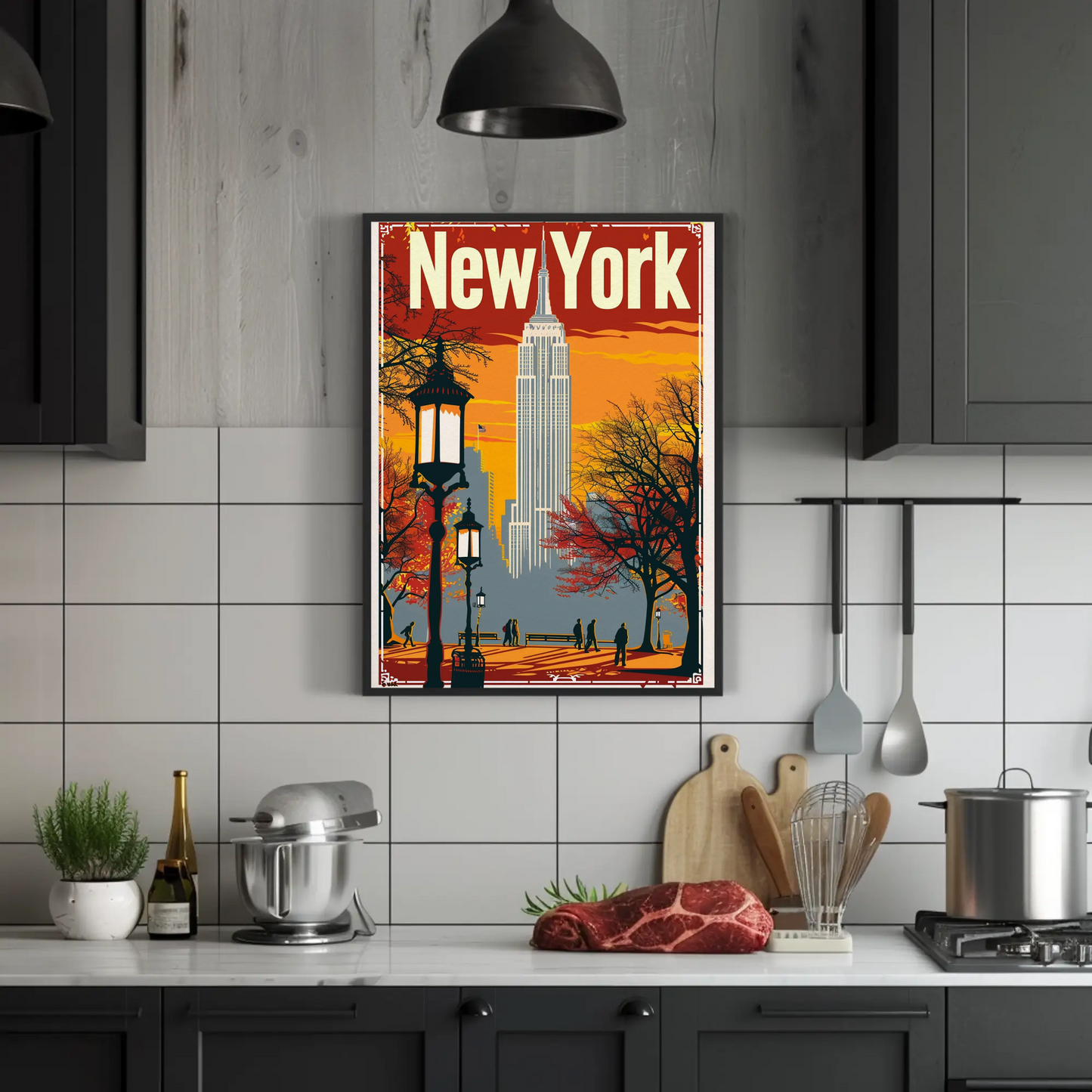Empire State Building Vintage New York Style Poster