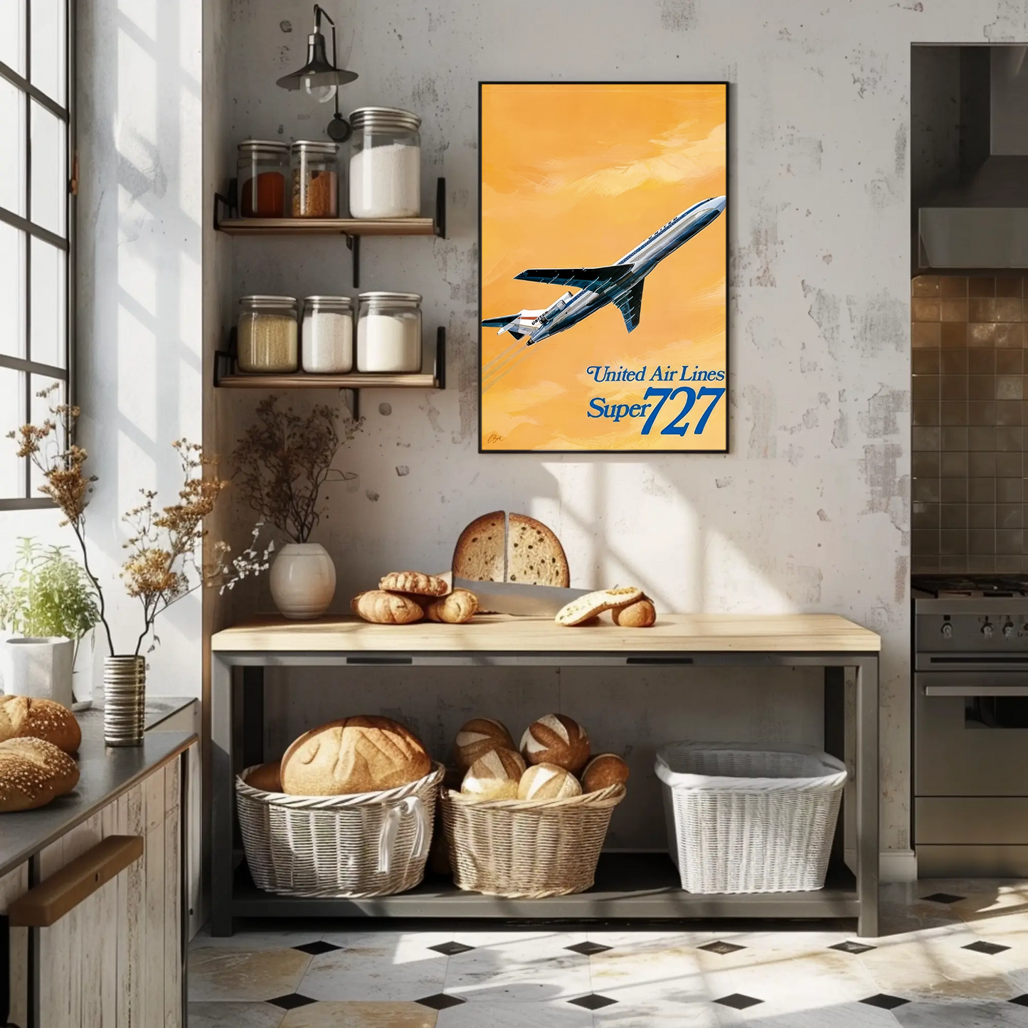 United Airlines Super 727 Vintage Poster
