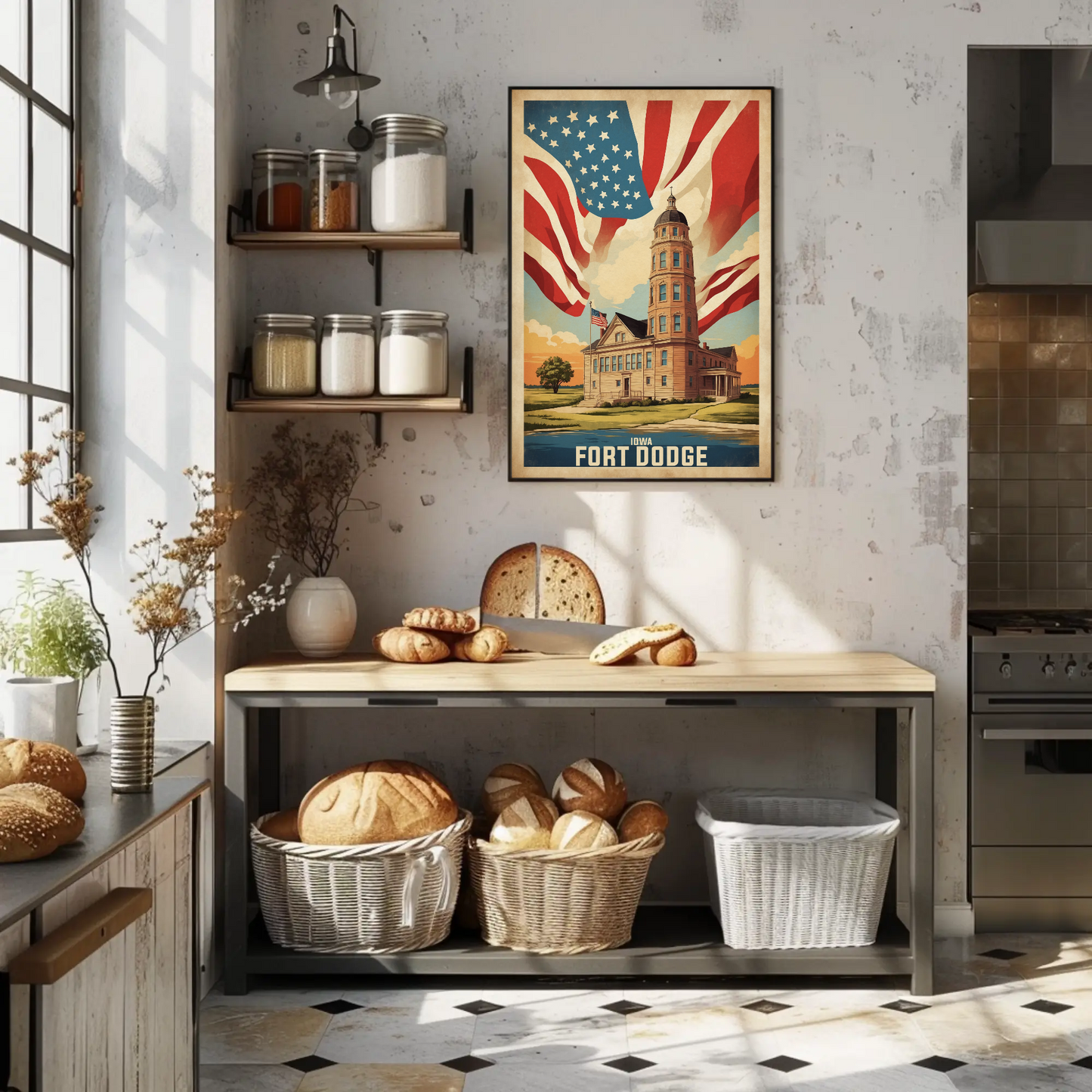 Fort Dodge Iowa Historic Building Vintage Travel Poster