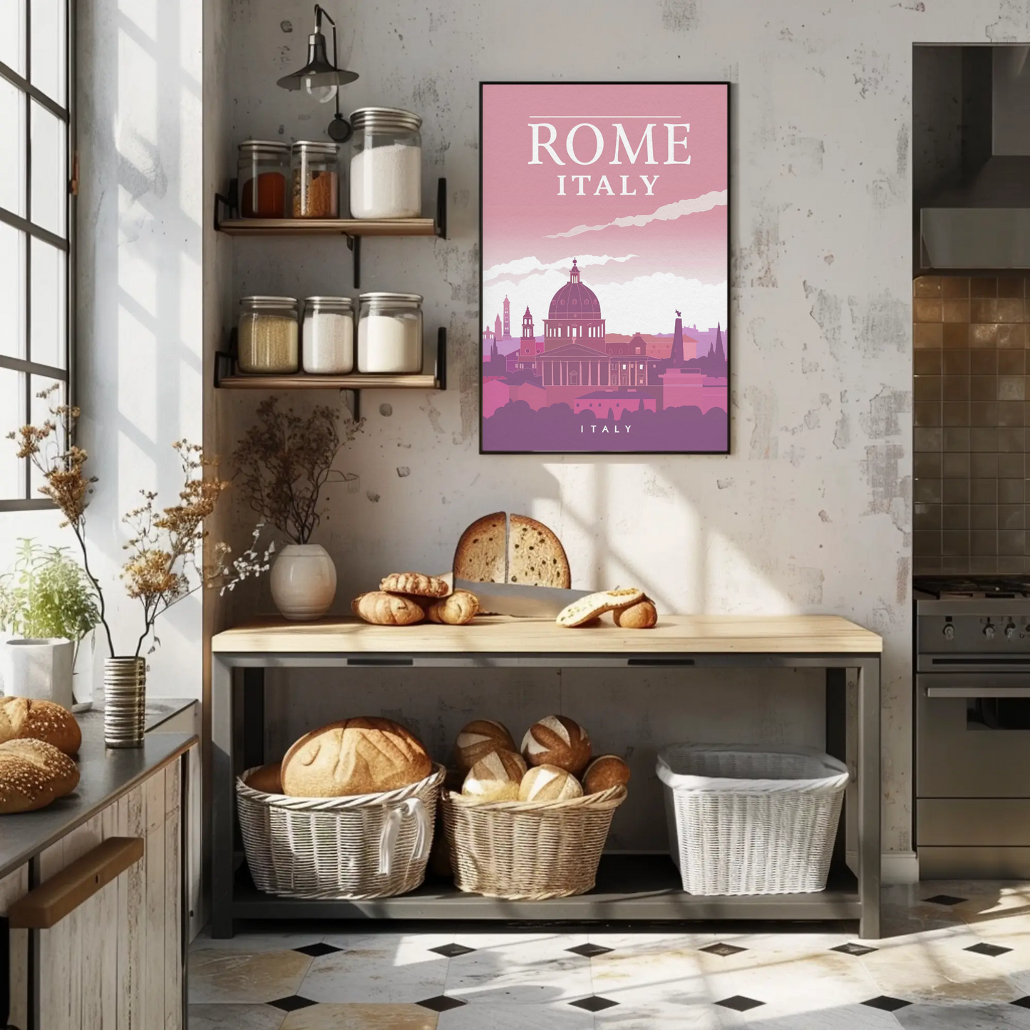 Rome: Cityscape in Pink Hues