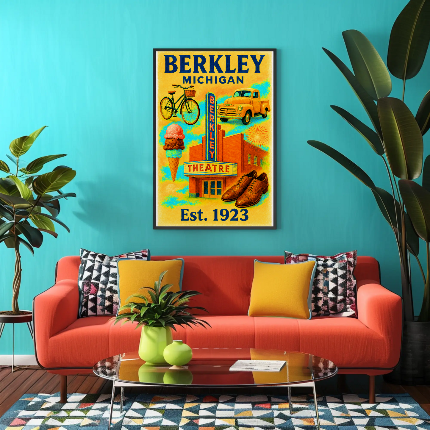 Berkley Michigan Wall Art Vintage Travel Poster