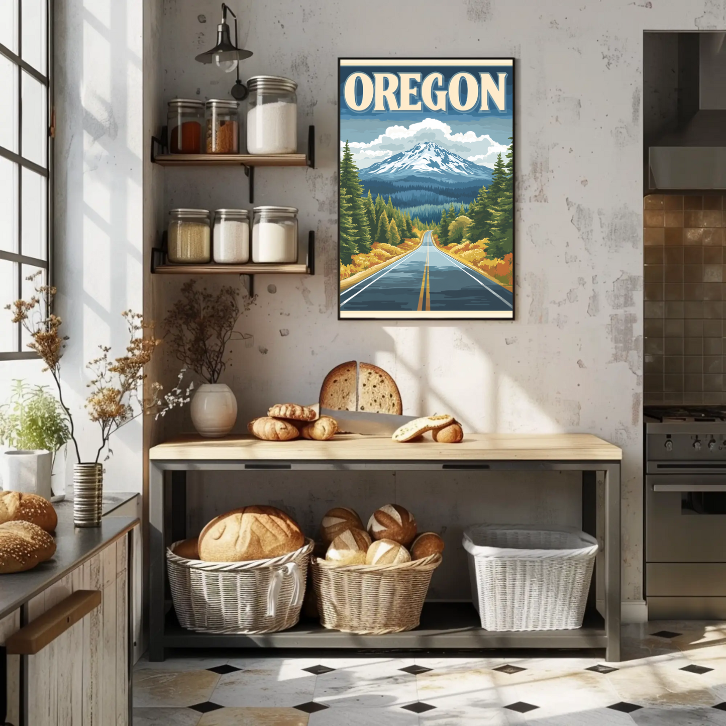 Oregon Vintage Poster - Scenic Mountain Road