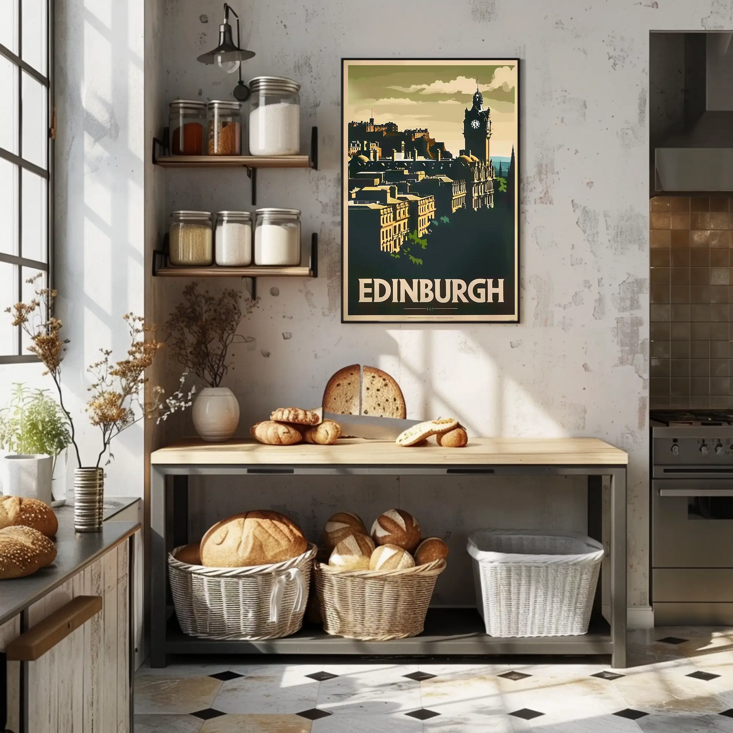 Edinburgh, Scotland Vintage Style Poster