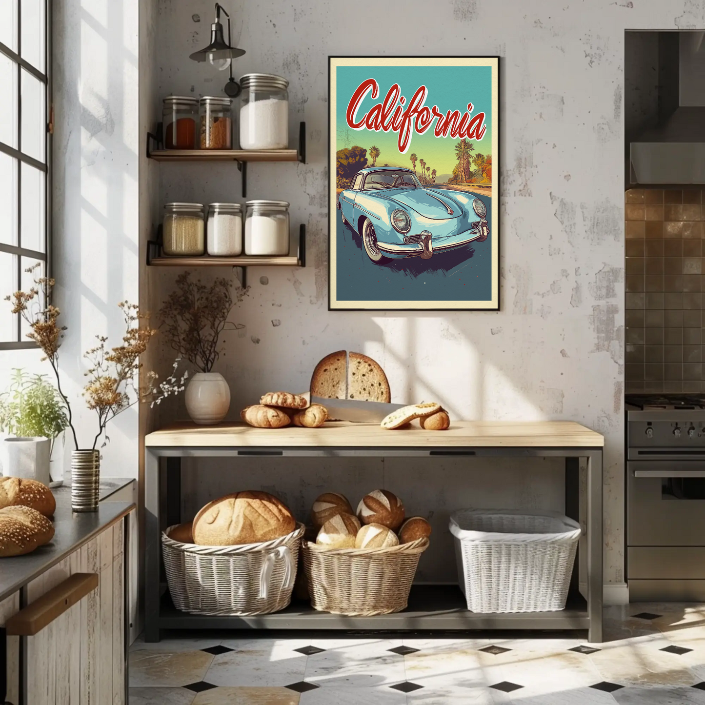 California Classic Car Vintage Poster