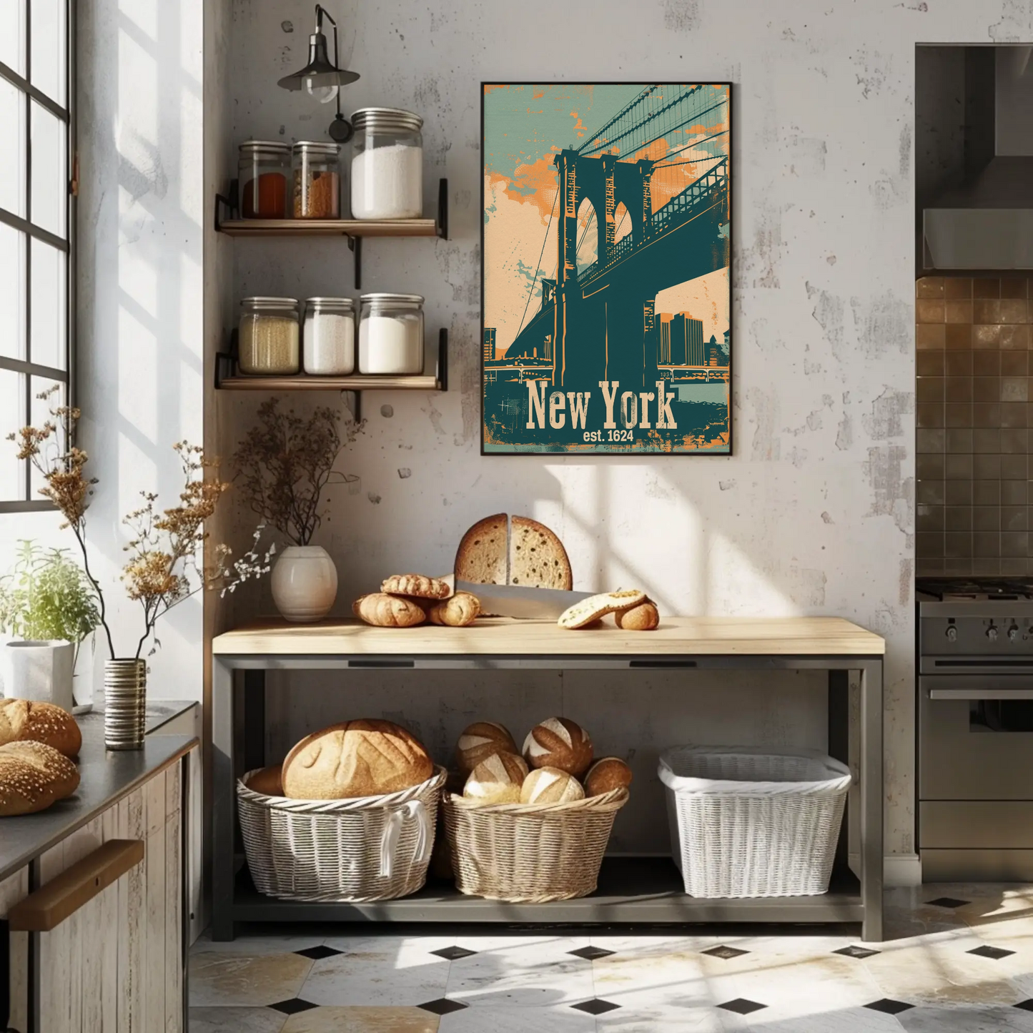 New York Brooklyn Bridge Vintage Poster