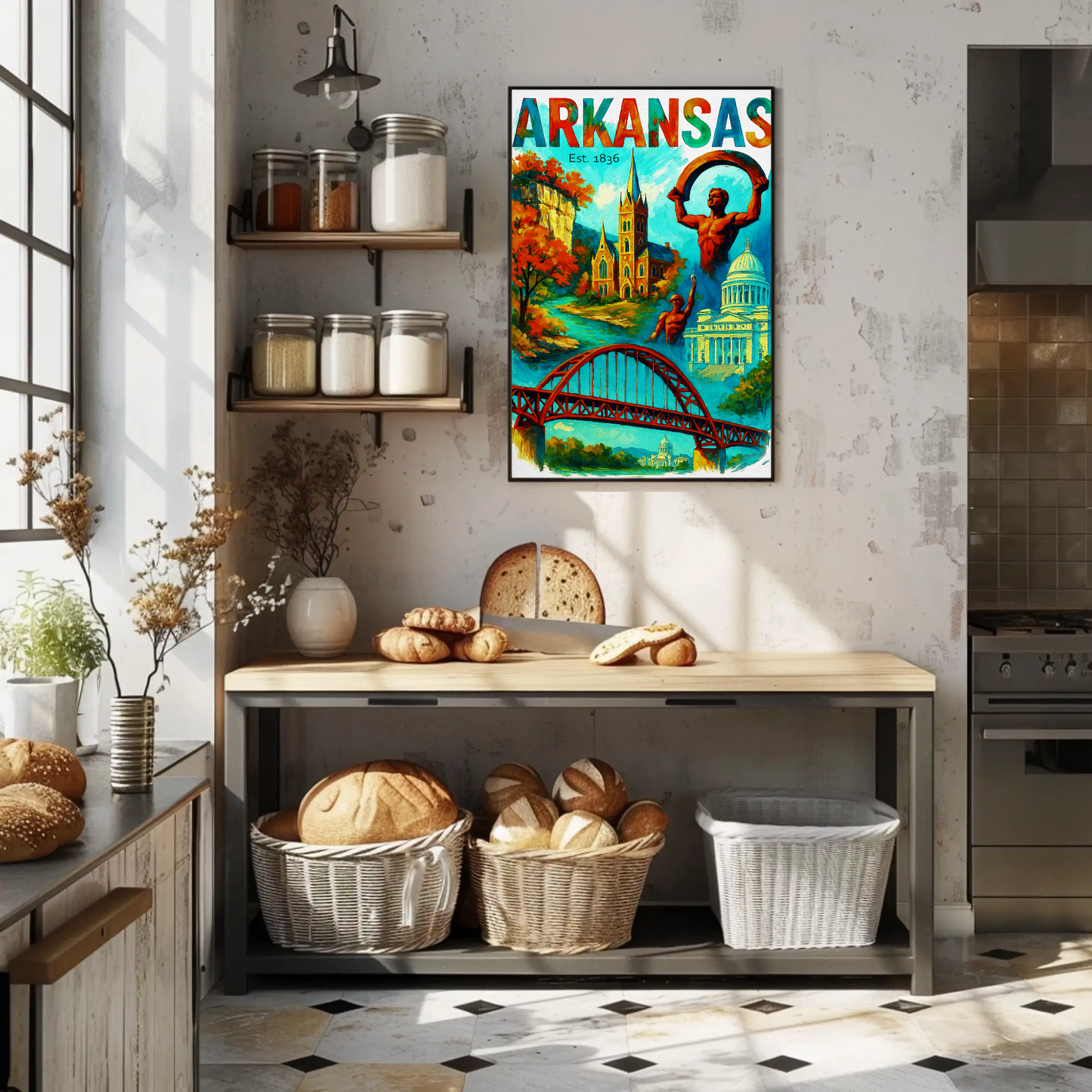 Arkansas Wall Art Vintage Travel Poster