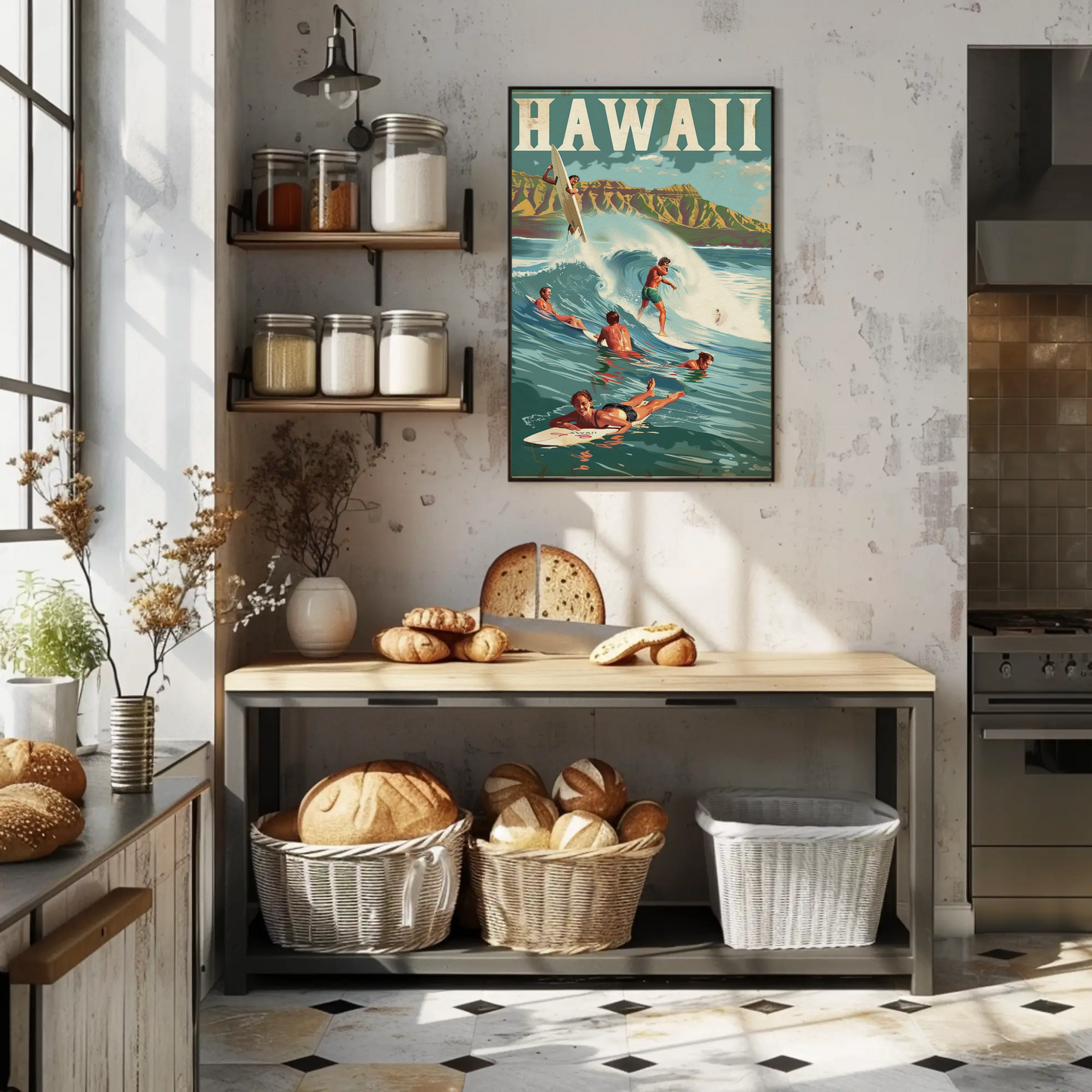 Vintage Poster Hawaii Surfing