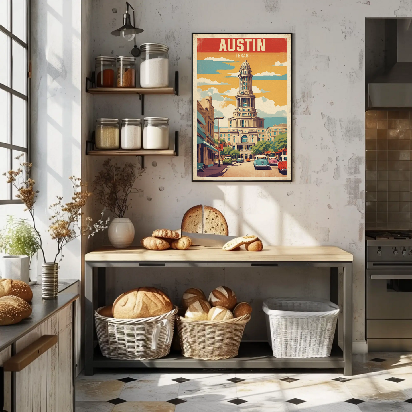 Austin Texas Downtown Capitol Vintage Travel Poster