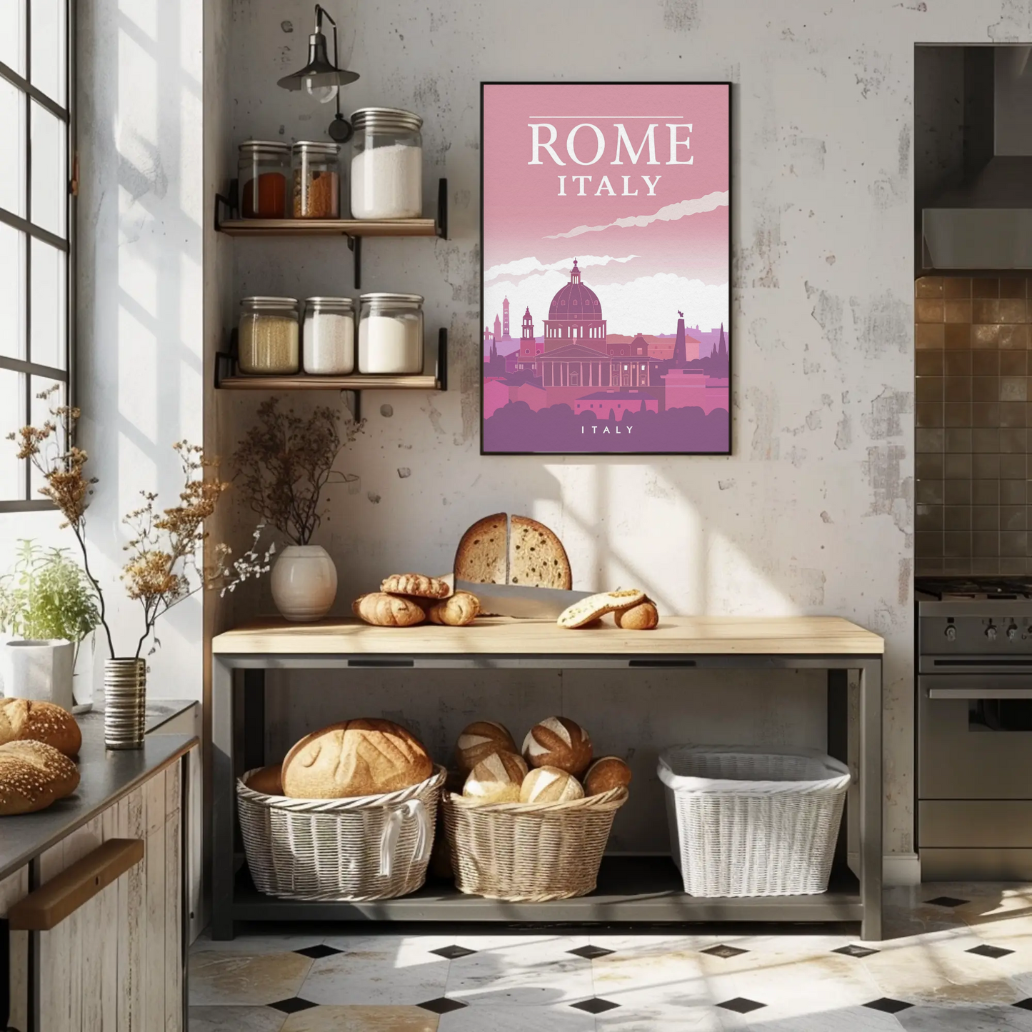 Rome Italy Vintage Domed Cathedrals Poster