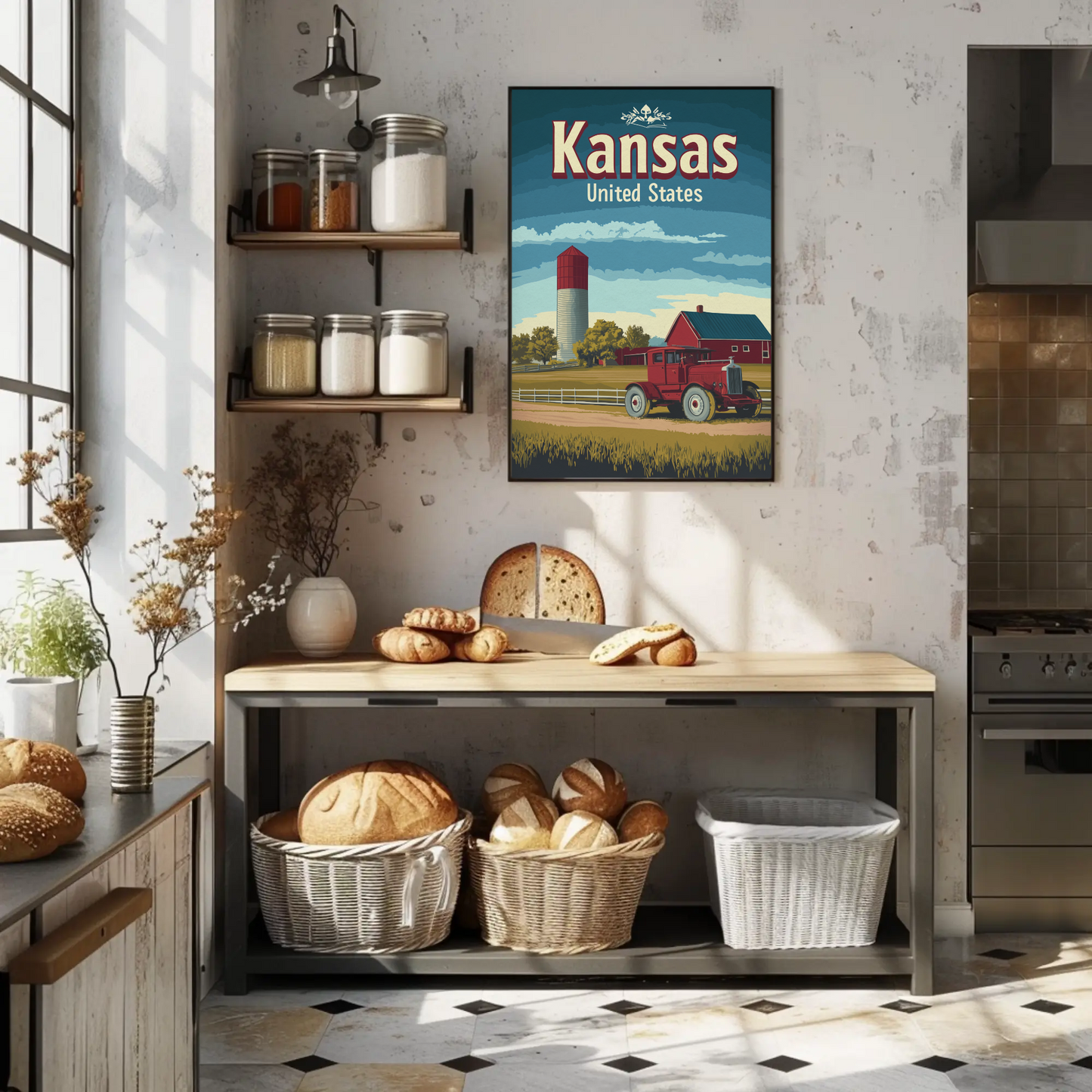 Kansas Farm Truck Vintage Poster