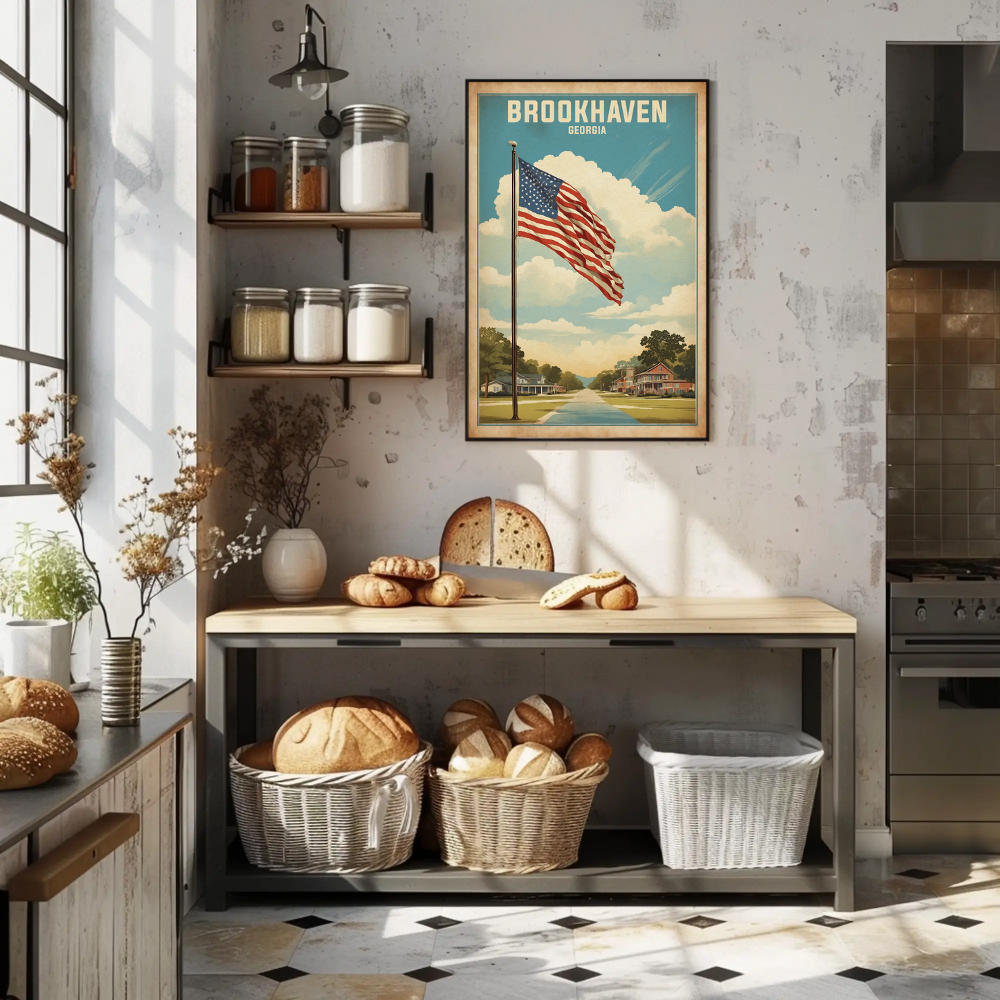 Brookhaven Georgia American Scene Art Vintage Travel Poster