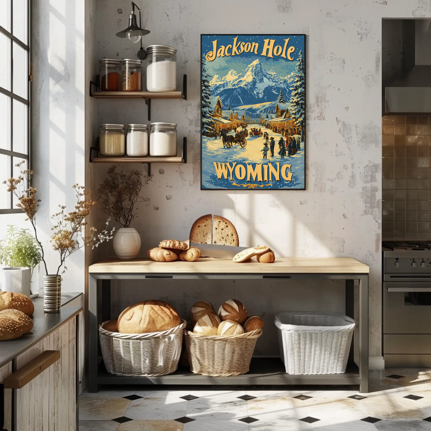 Jackson Hole Wyoming Vintage Poster Winter