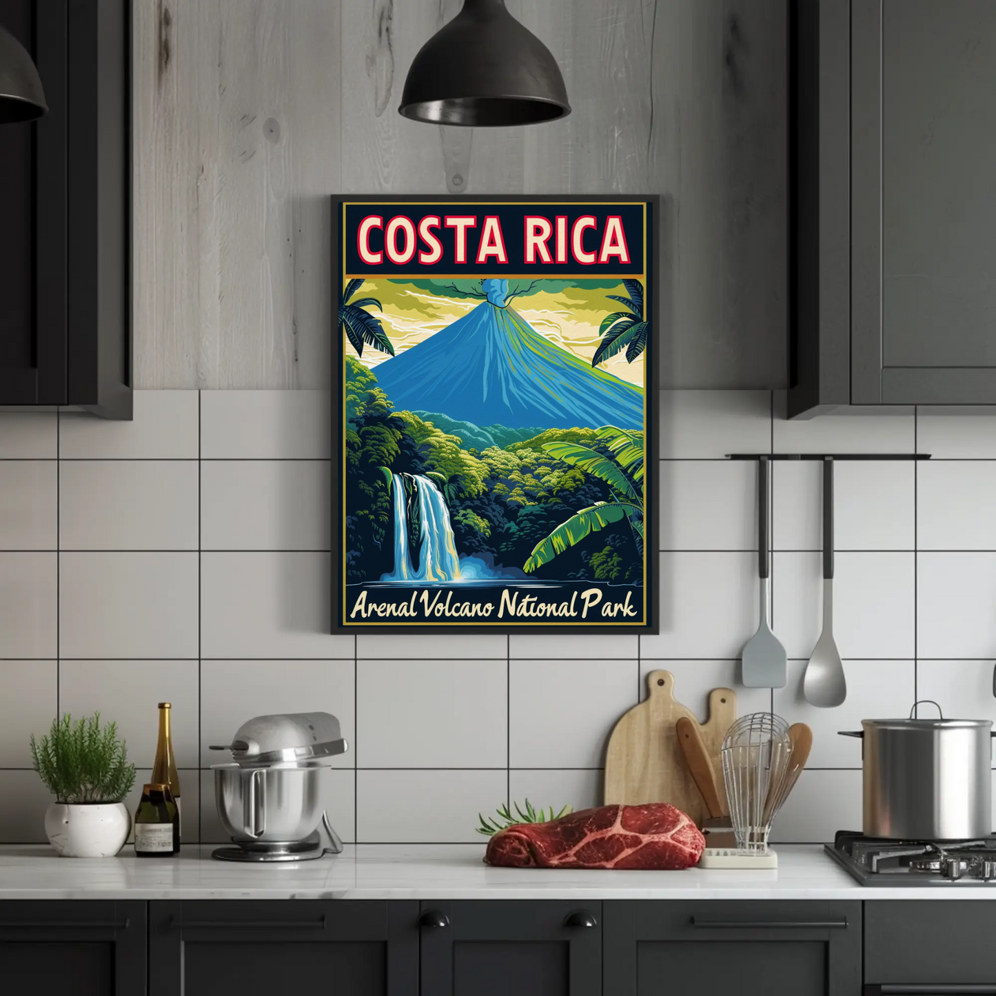 Costa Rica Arenal Volcano National Park Vintage Style Poster
