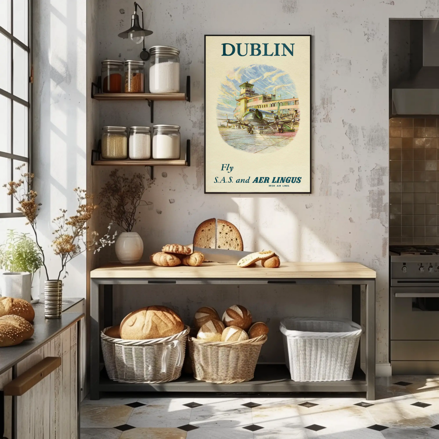 Vintage Poster - Dublin Aer Lingus Airport