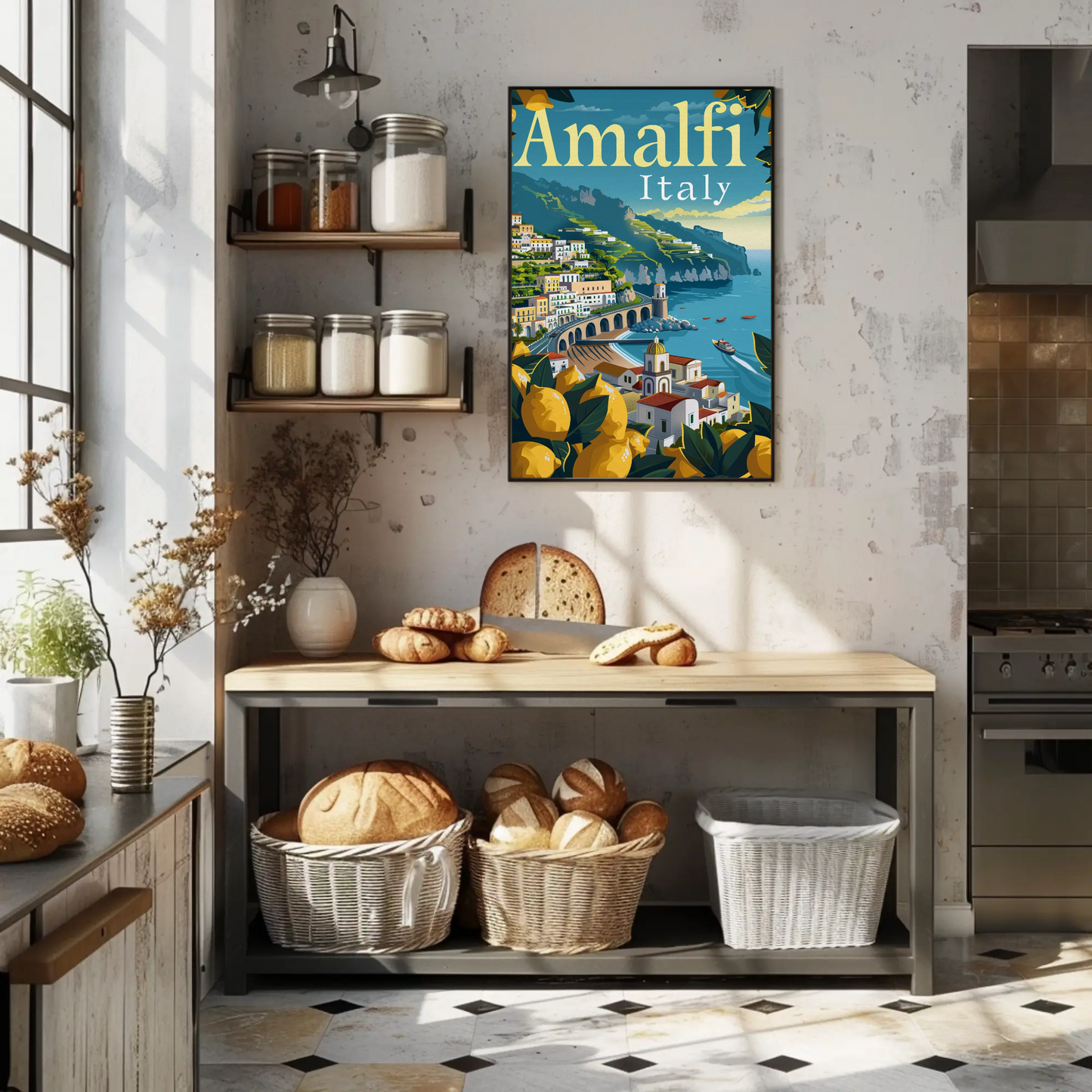 Amalfi Italy Colorful Vintage Poster