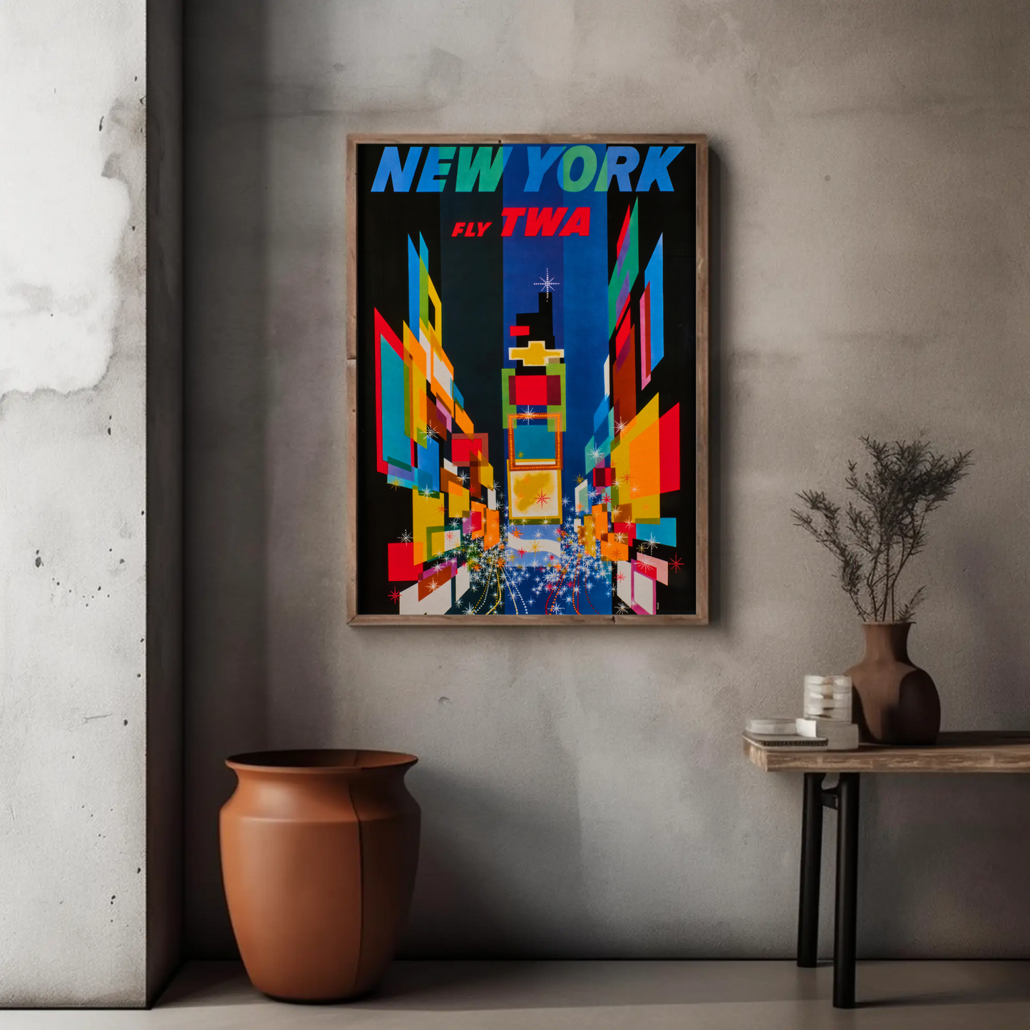 1960s New York Times Square TWA Vintage Style Travel Poster