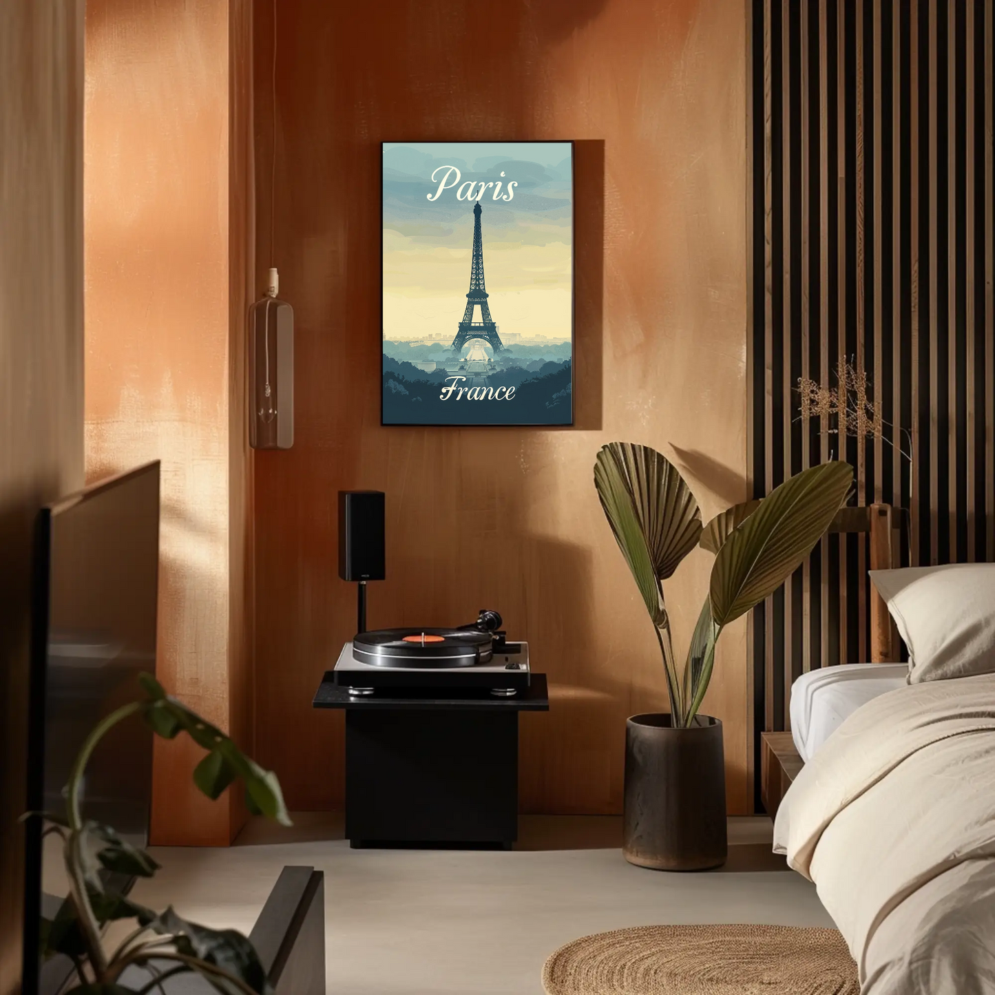 Paris, France - Eiffel Tower Vintage Style Poster