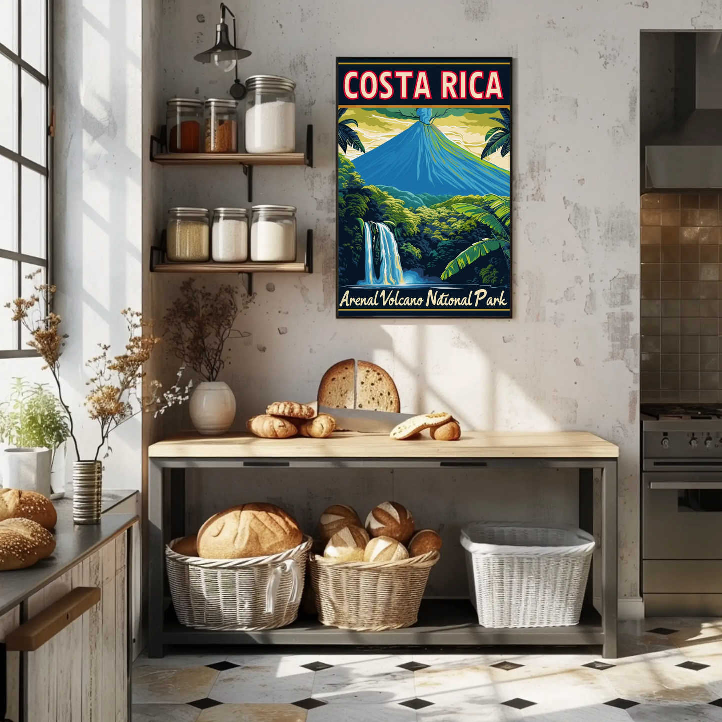Costa Rica Arenal Volcano National Park Vintage Style Poster